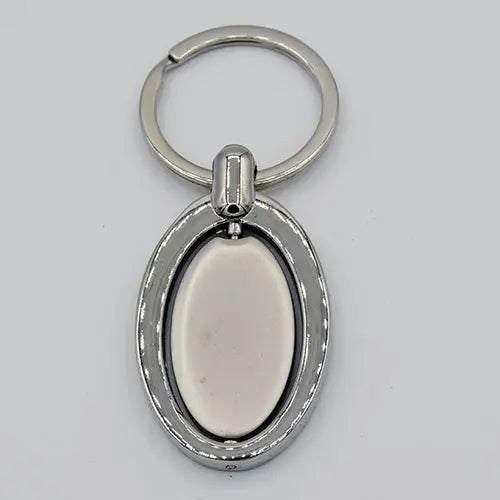 Silver Oval Metal Keychain - simple